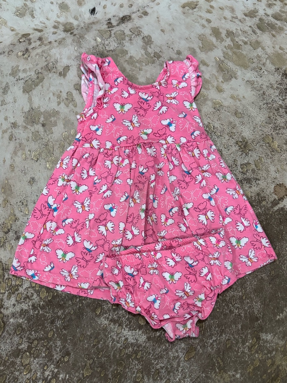 Kidgets Pink Floral Butterfly Casual Dress with Bloomer